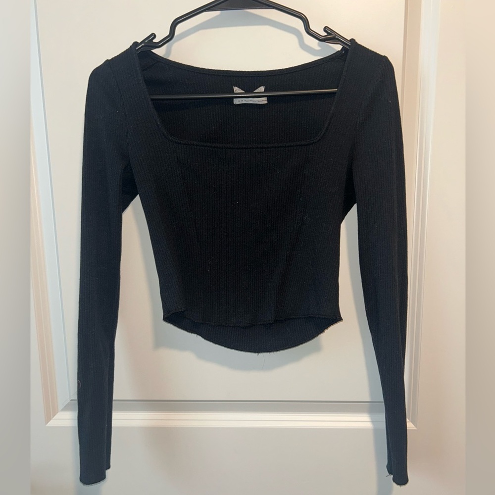Urban Outfitters Black Square Neck Long Sleeve Top